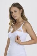 Lace-Trim Nursing Camisole Tank Top Sweetheart Neckline White - 3050