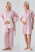 Striped Woven Cotton 4-Piece Maternity Feeding-Friendly Set Pink - S308108