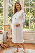 Heart Sweety Rabbit Maternity Feeding-Friendly Nightgown Blue - T3093