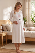 Heart Sweety Rabbit Maternity Feeding-Friendly Nightgown Pink - T3093