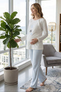 Heart Sweety Rabbit Maternity Feeding-Friendly Pajama Set Blue - T3094