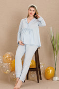 Bias Maternity Feeding-Friendly Pajama Set Blue - Y33202