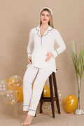 Bias Maternity Feeding-Friendly Pajama Set Ecru - Y33202