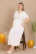 Lacy Panel Maternity Feeding-Friendly Nightgown Ecru - Y33401