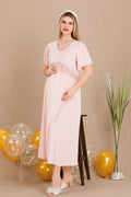 Lacy Panel Maternity Feeding-Friendly Nightgown Pink - Y33401