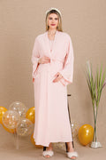 Lacy Panel Maternity Feeding-Friendly Nightgown & Robe Set Pink - Y33500