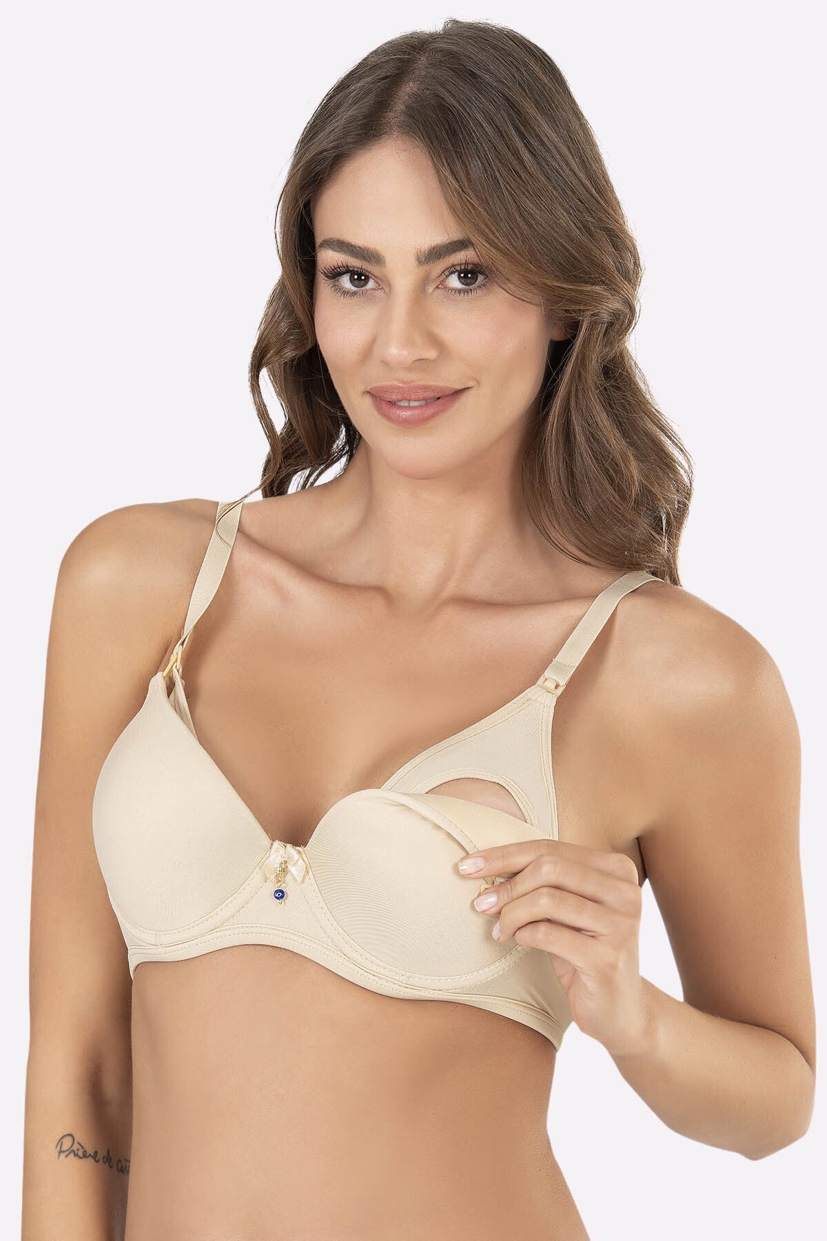 Evil Eye Charm Underwired Padded Contour Cup Nursing Bra Luxury Everyday Look Skin - 3628