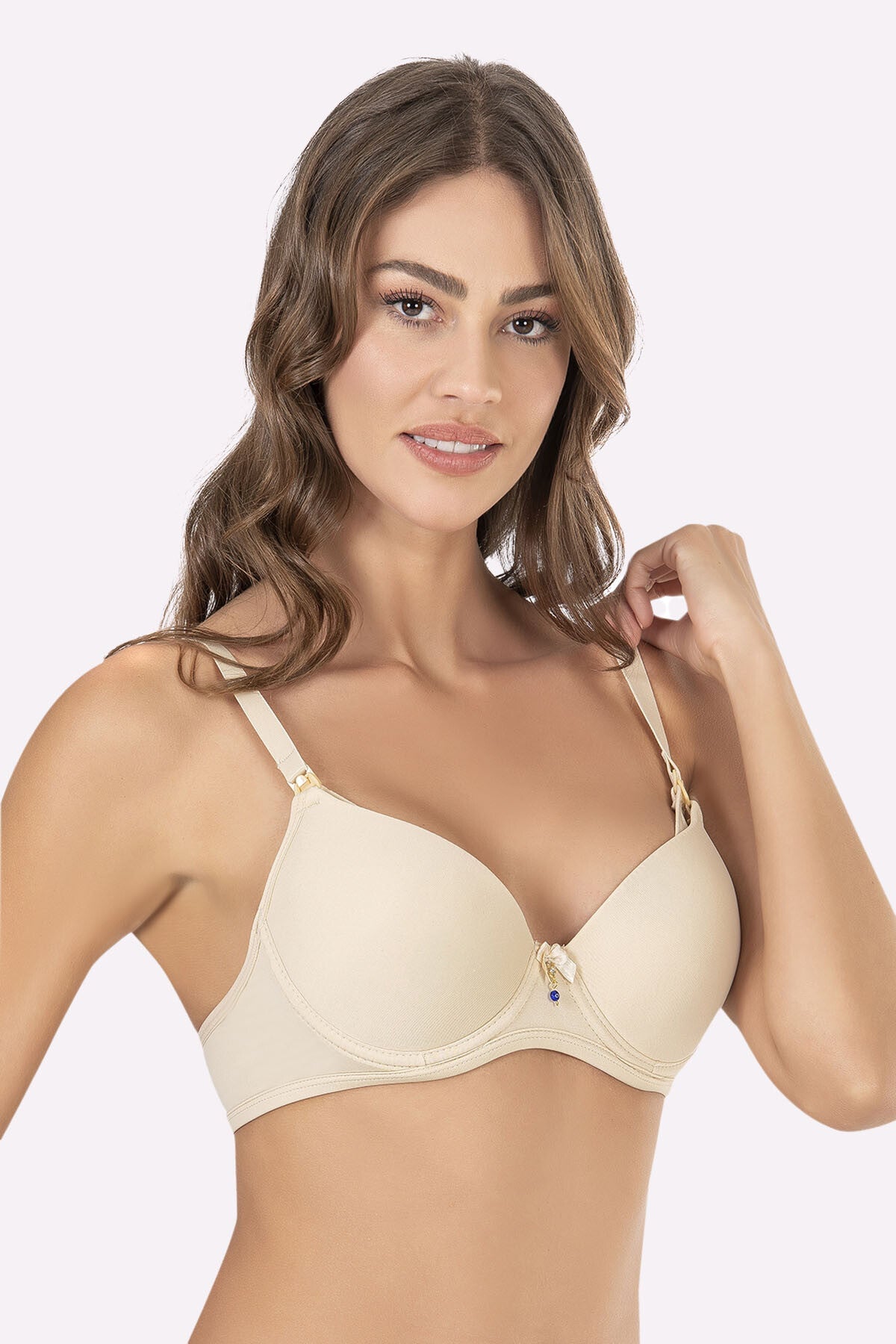 Evil Eye Charm Underwired Padded Contour Cup Nursing Bra Luxury Everyday Look Skin - 3628