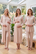Lace Collar and Skirt 4-Piece Maternity Feeding-Friendly Set Mink - T4036
