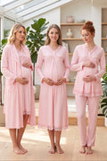 Lace Collar and Skirt 4-Piece Maternity Feeding-Friendly Set Powder - T4036