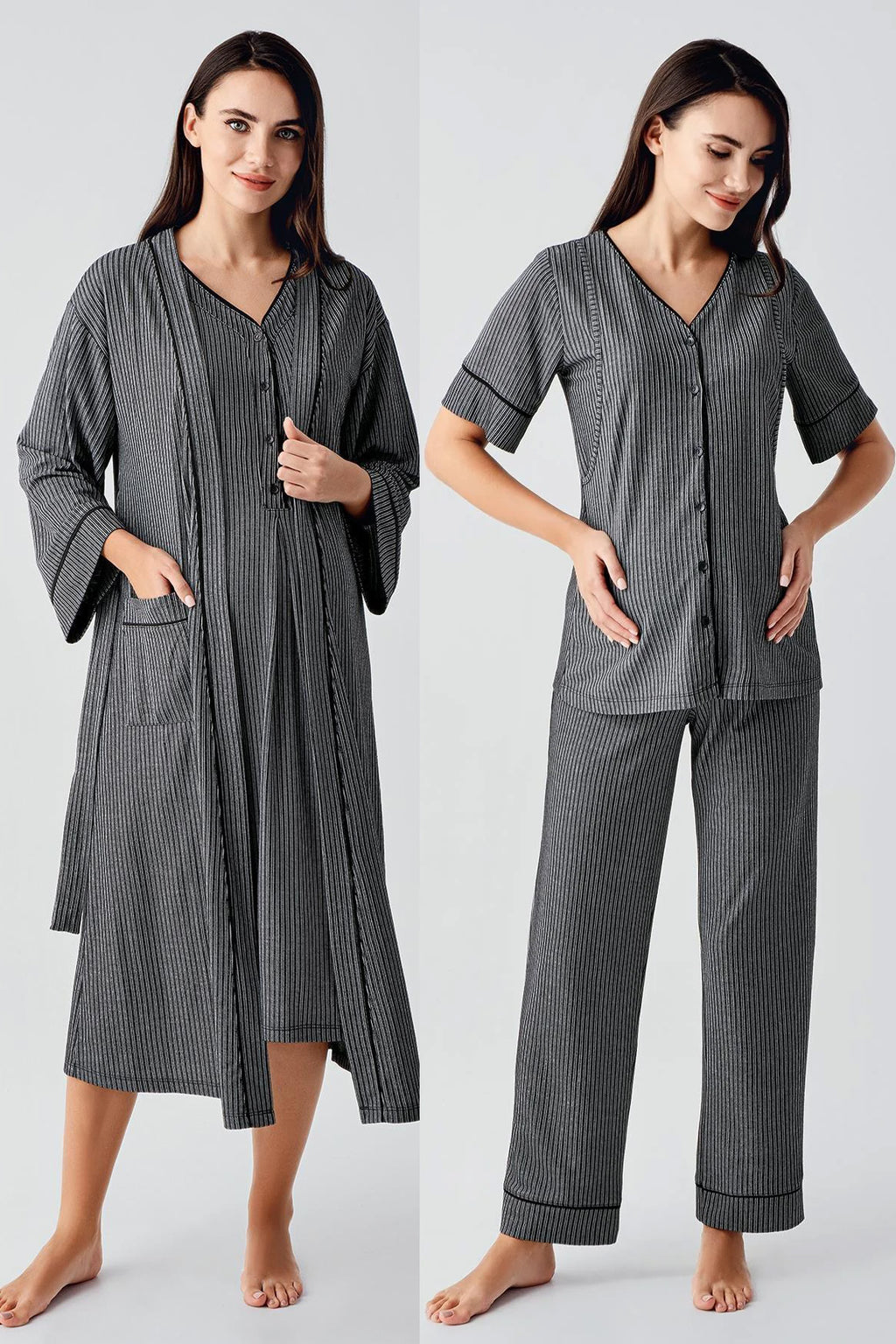 Double Breastfeeding 4-Piece Maternity Feeding-Friendly Set Black - S406209