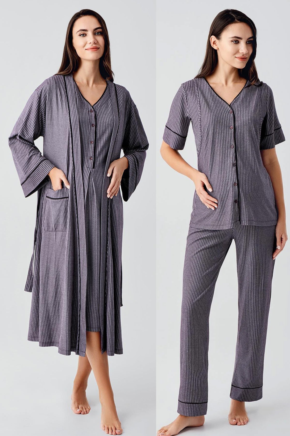 Double Breastfeeding 4-Piece Maternity Feeding-Friendly Set Purple - S406209