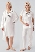 Piped Wrap 4-Piece Maternity Feeding-Friendly Set Ecru - S417217