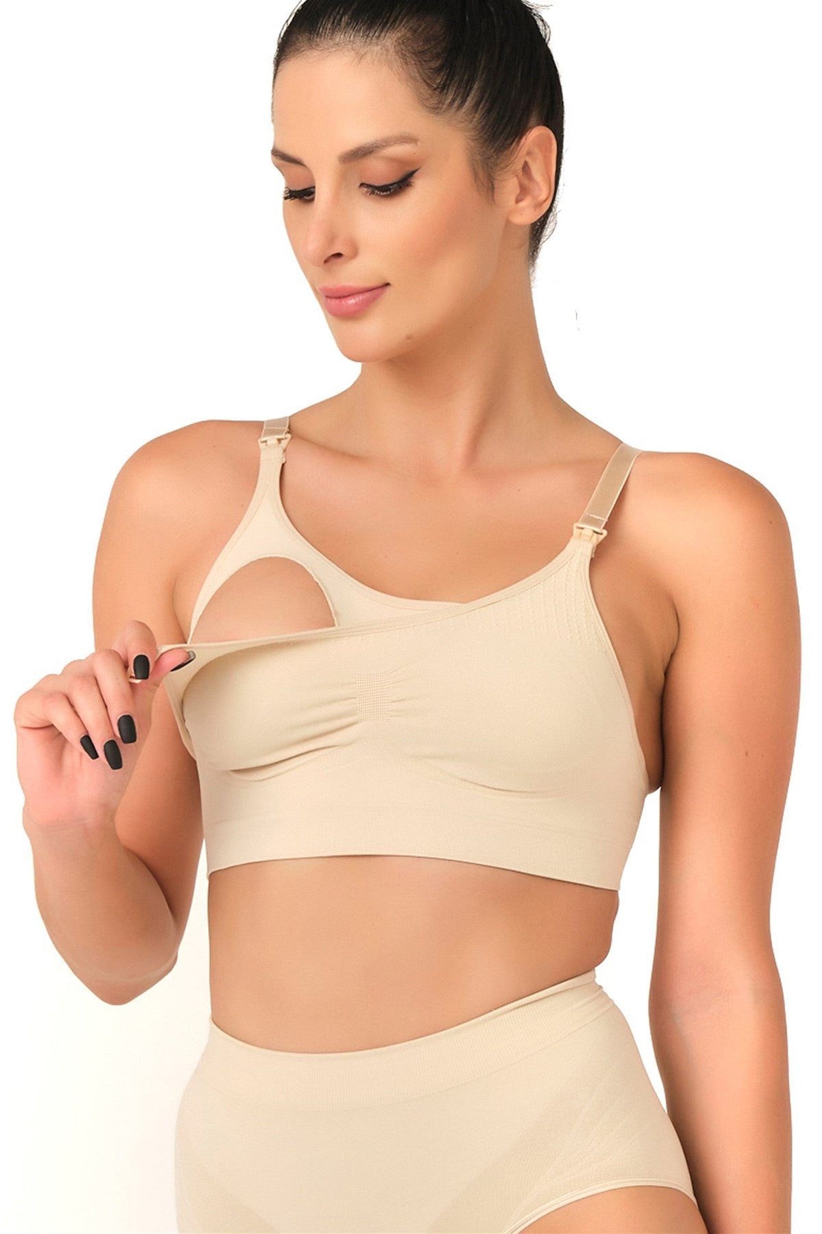 Seamless Shaping Pull-Aside Access Nursing Bra Crop Style Skin - 5320