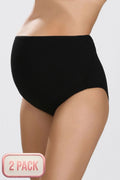 2-Pack Smooth Modal Cotton Over-Bump Maternity Panties & Briefs Black - 540