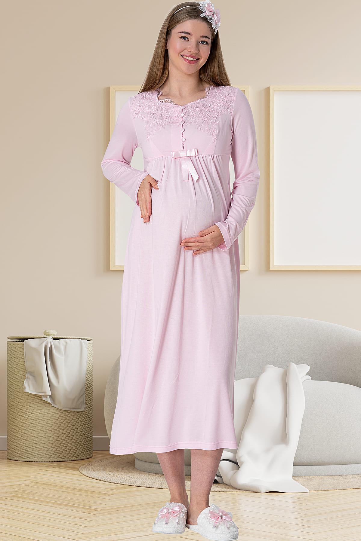 Elegant Lace 4-Piece Maternity Feeding-Friendly Set Pink - C1924
