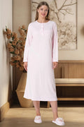 Guipure Plus Size Maternity Feeding-Friendly Nightgown Pink - C5824