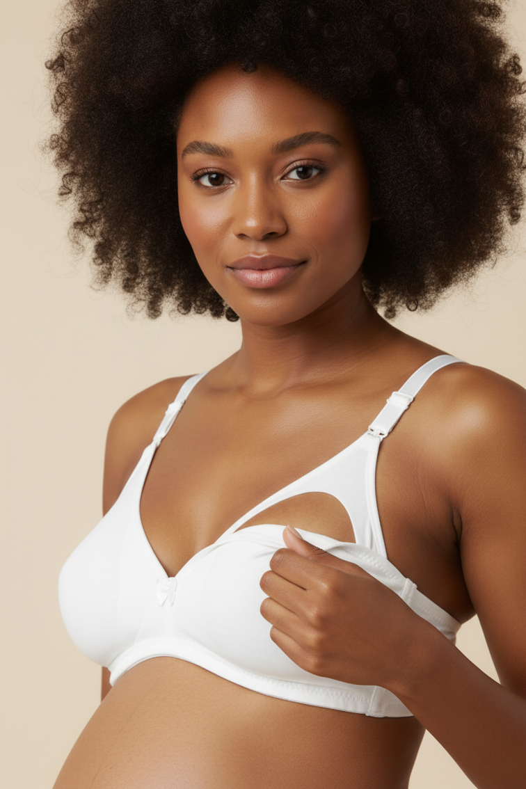 2-Pack Textured Cotton Wire-Free & Pad-Free Nursing Bra Ecru - 6010eb