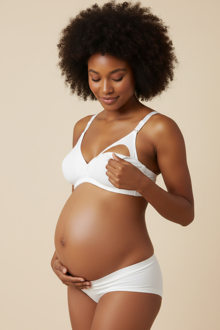 2-Pack Textured Cotton Wire-Free & Pad-Free Nursing Bra Ecru - 6010eb