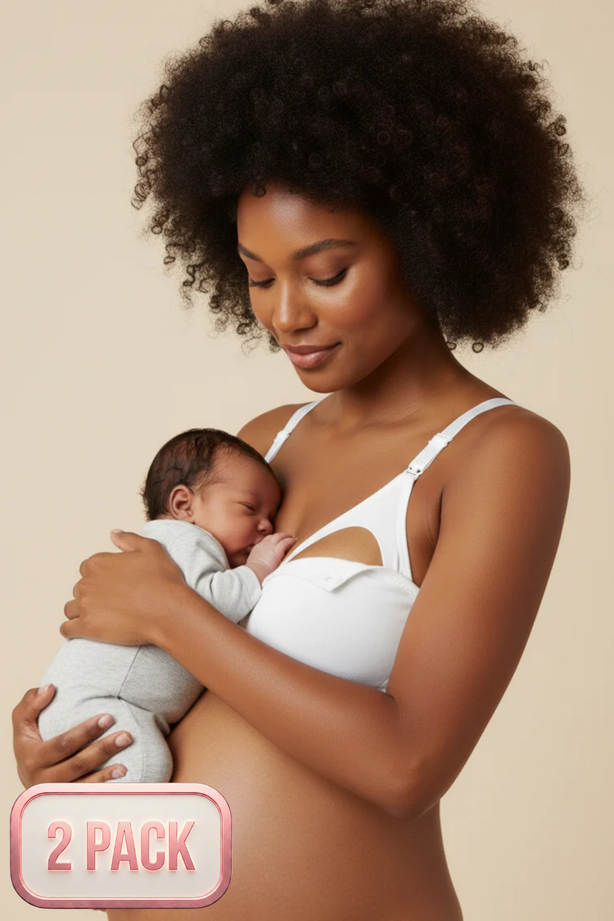 2-Pack Textured Cotton Wire-Free & Pad-Free Nursing Bra White-Ecru - 6010