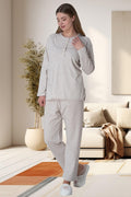 Flowery Plus Size Maternity Feeding-Friendly Pajama Set Coffee - C6021