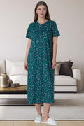 Flowery Plus Size Maternity Feeding-Friendly Nightgown Green - C6024