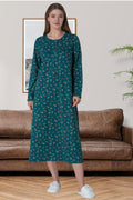 Flowery Plus Size Maternity Feeding-Friendly Nightgown Green - C6025