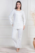 Lace Collar Buttoned Maternity Feeding-Friendly Pajama Set Ecru - C6105
