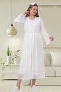 Lace Detailed Maternity Feeding-Friendly Nightgown & Robe Set Ecru - C6204