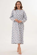 Flower Patterned Plus Size Maternity Feeding-Friendly Nightgown Blue - C6205