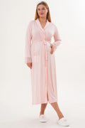 Lace Sleeve Long Maternity Robe Powder - C6306