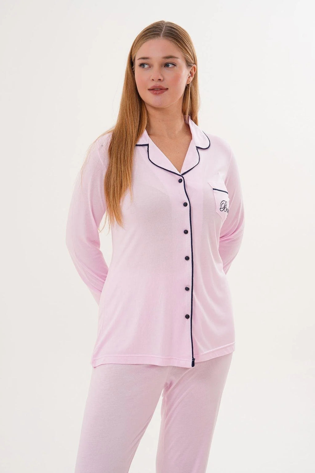 Bias Baby Printed Maternity Feeding-Friendly Pajama Set Pink - C6307