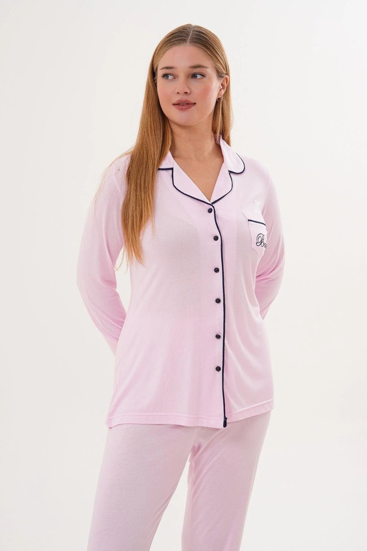 Bias Baby Printed Maternity Feeding-Friendly Pajama Set Pink - C6307