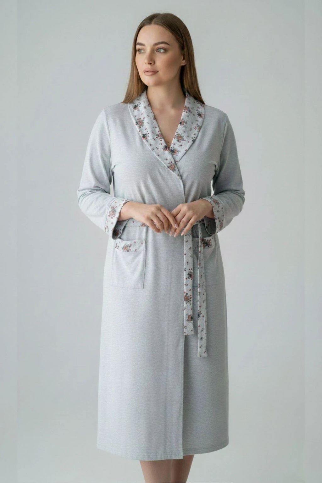 روب حمل منقوش مقاسات كبيرة أزرق - 6311