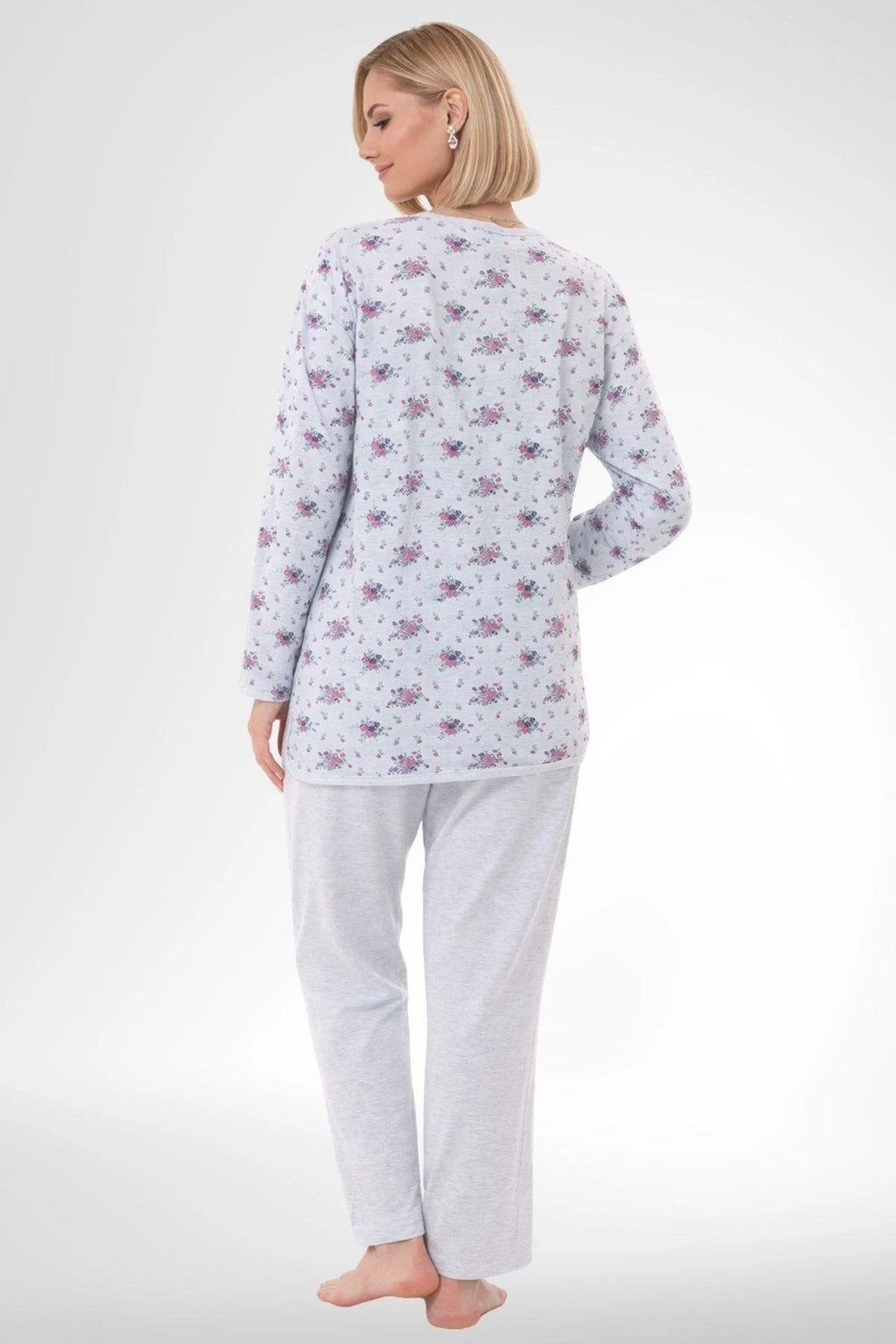 Patterned Plus Size 4-Piece Maternity Feeding-Friendly Set Blue - C6320