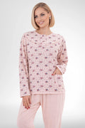 Patterned Plus Size Maternity Feeding-Friendly Pajama Set Powder - C6314