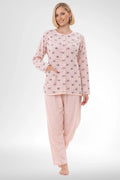 Patterned Buttoned Plus Size Maternity Feeding-Friendly Pajama Set Powder - C6315