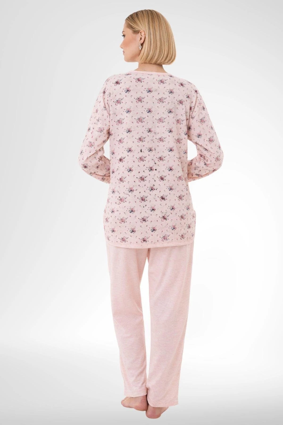 Patterned Plus Size 4-Piece Maternity Feeding-Friendly Set Powder - C6320