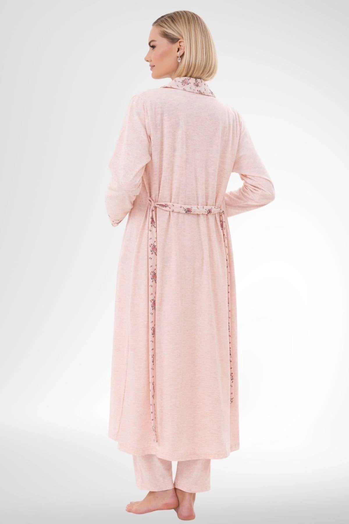 Patterned Plus Size 4-Piece Maternity Feeding-Friendly Set Powder - C6320