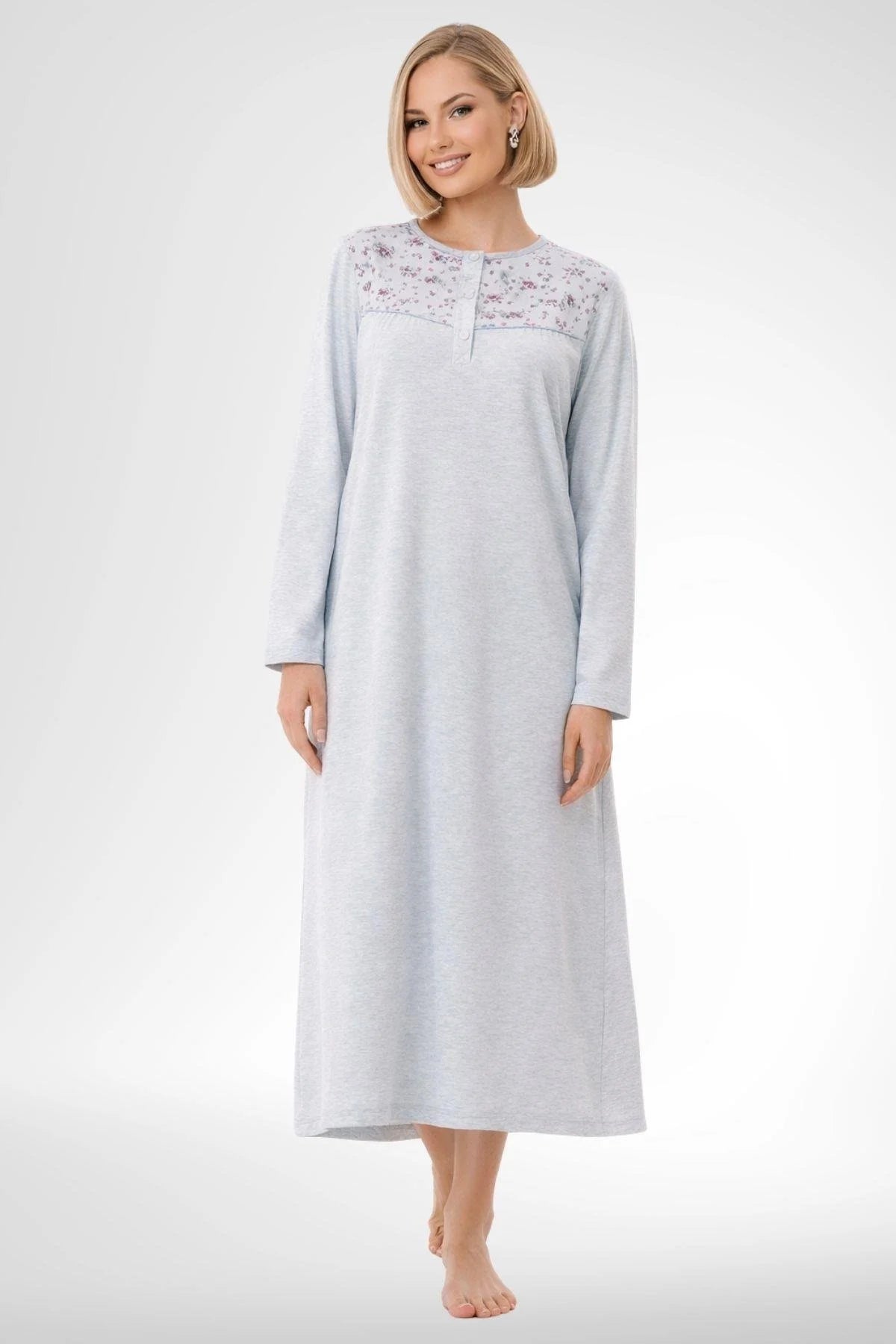 Patterned Plus Size 4-Piece Maternity Feeding-Friendly Set Blue - C6320