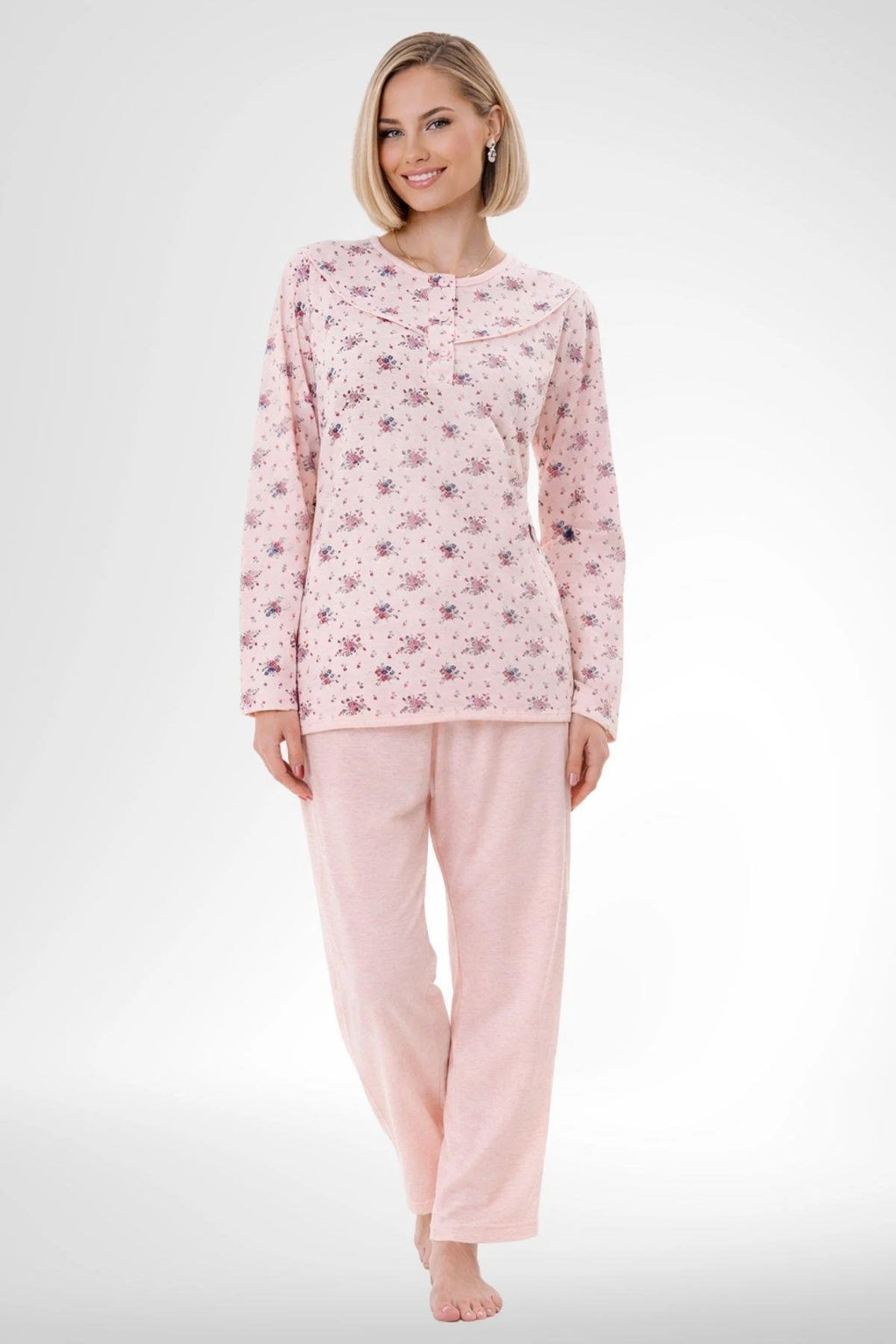 Patterned Plus Size 4-Piece Maternity Feeding-Friendly Set Powder - C6320