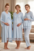 Lace Trim 4-Piece Maternity Feeding Set Blue - T7046