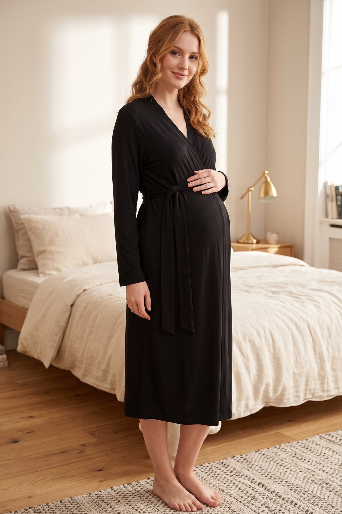 Basic Soft Maternity Robe Black - T8017