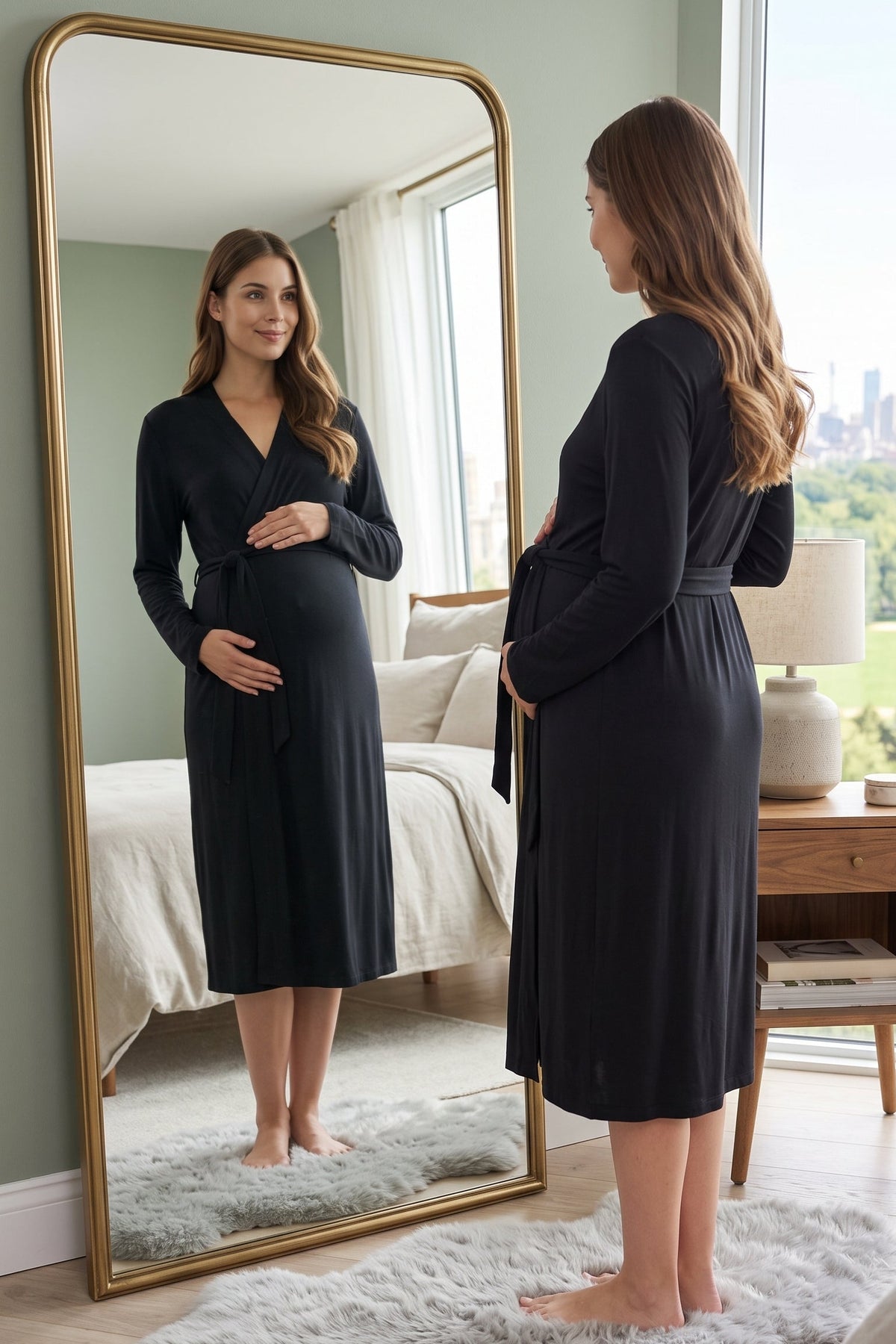Basic Soft Maternity Robe Black - T8017