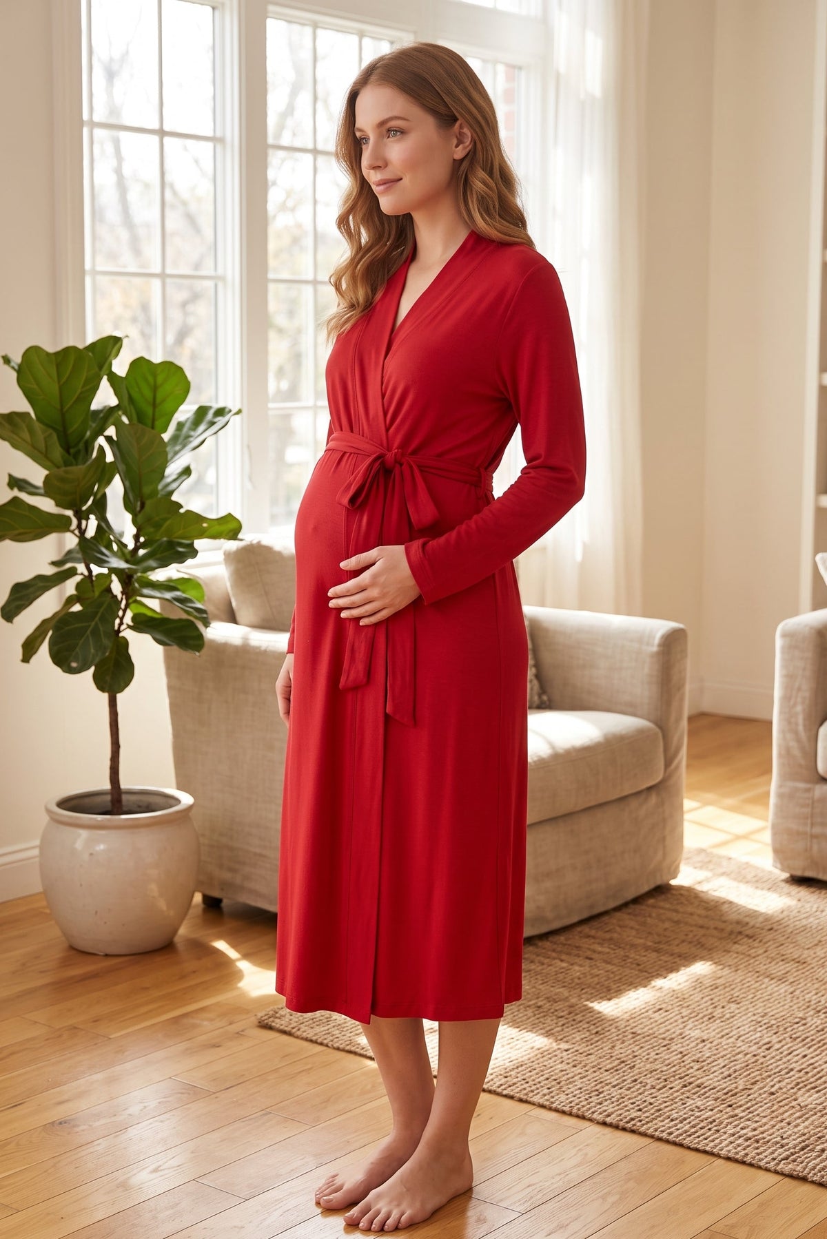 Basic Soft Maternity Robe Cherry - T8017