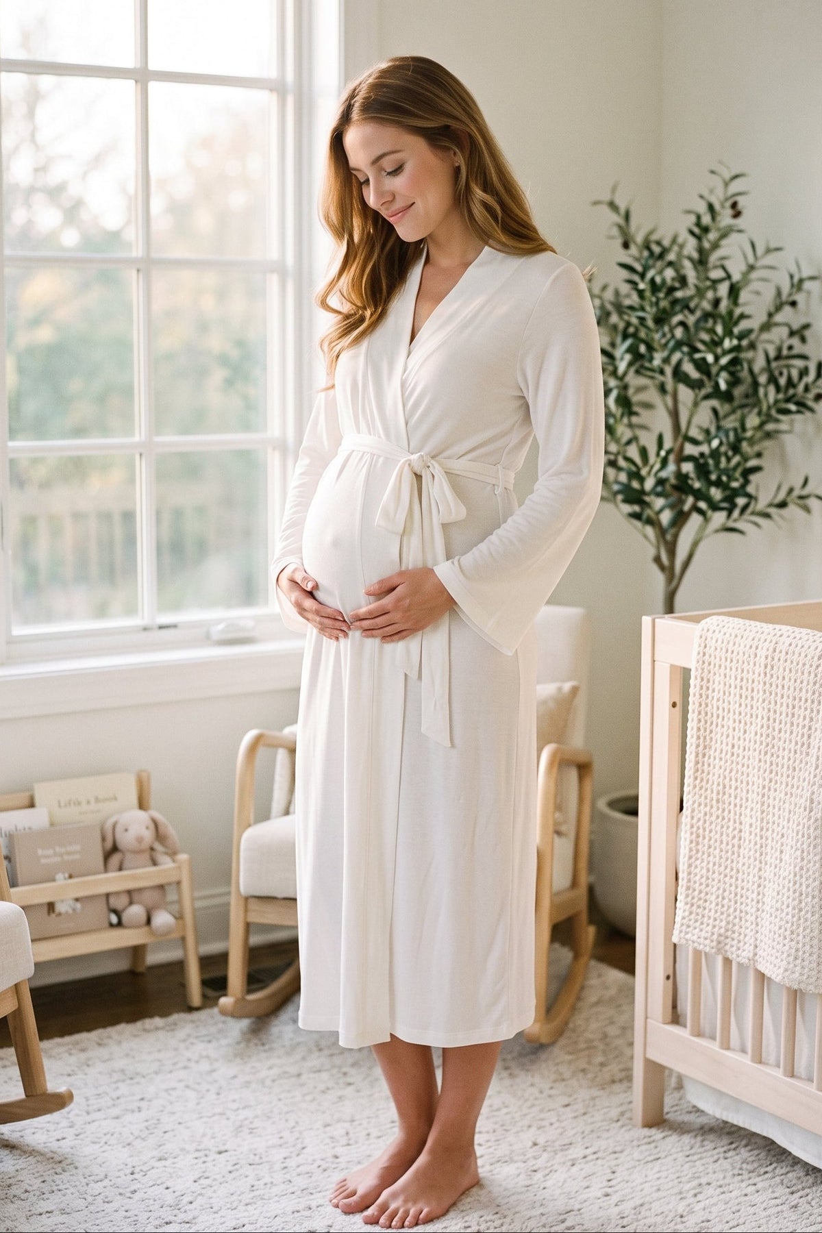 Basic Soft Maternity Robe Ecru - T8017