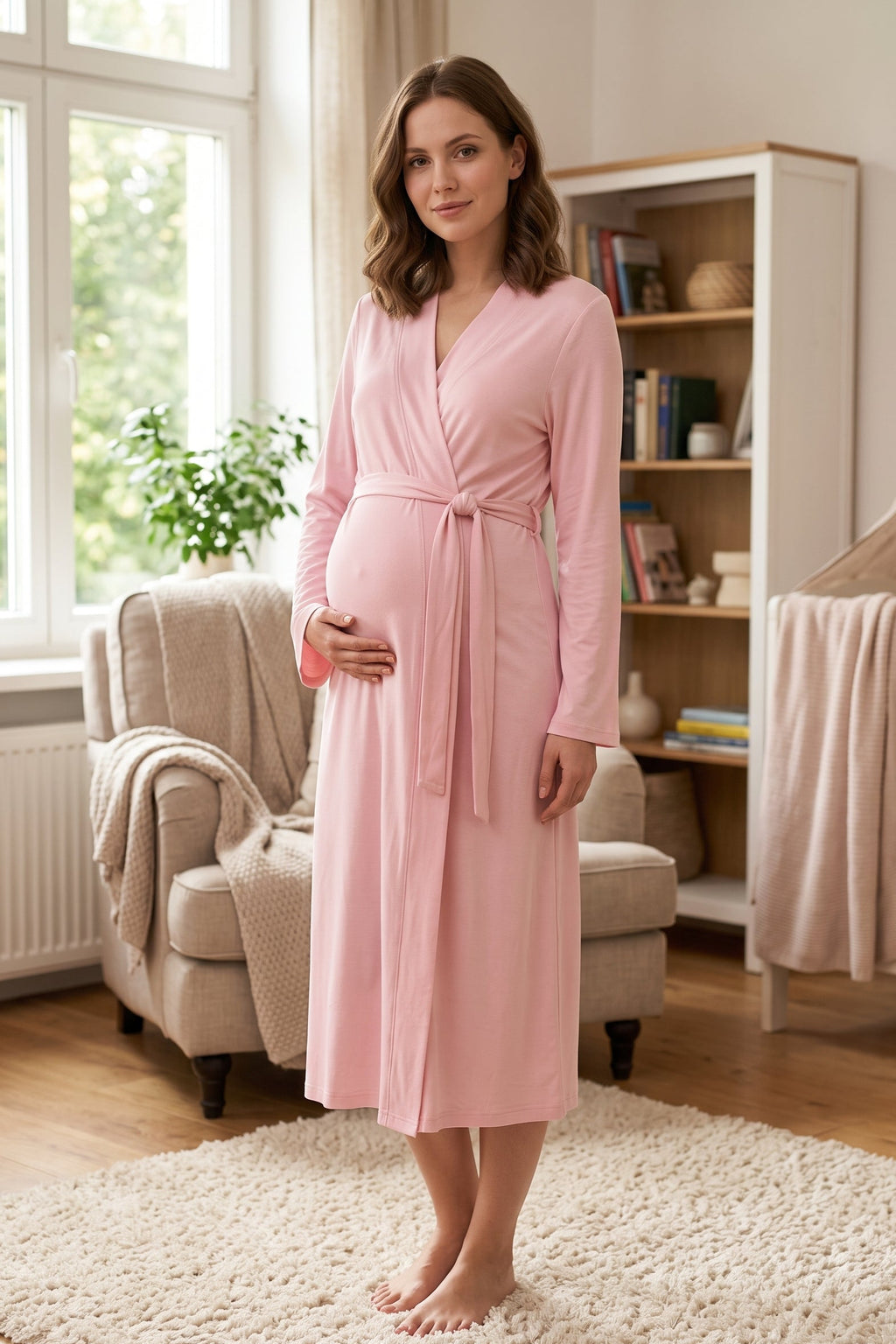 Basic Soft Maternity Robe Pink - T8017