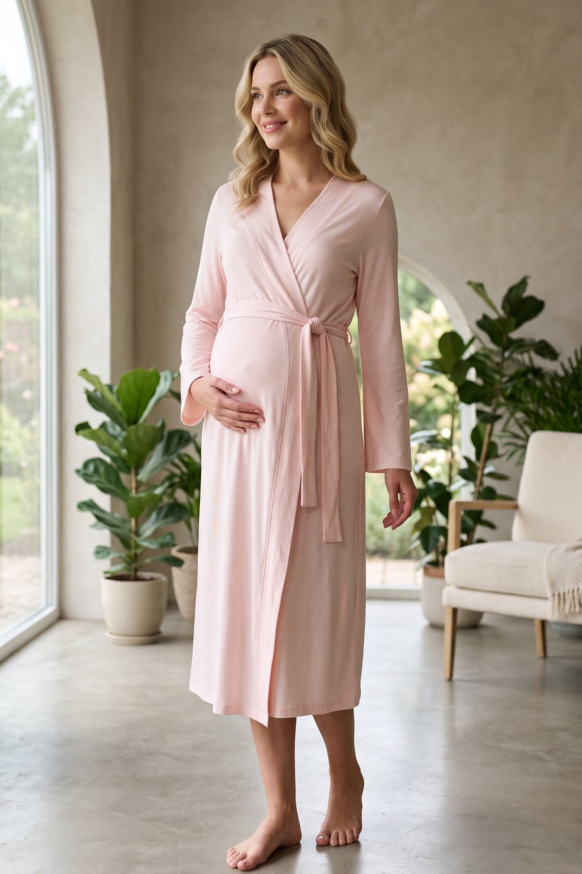 Basic Soft Maternity Robe Powder - T8017
