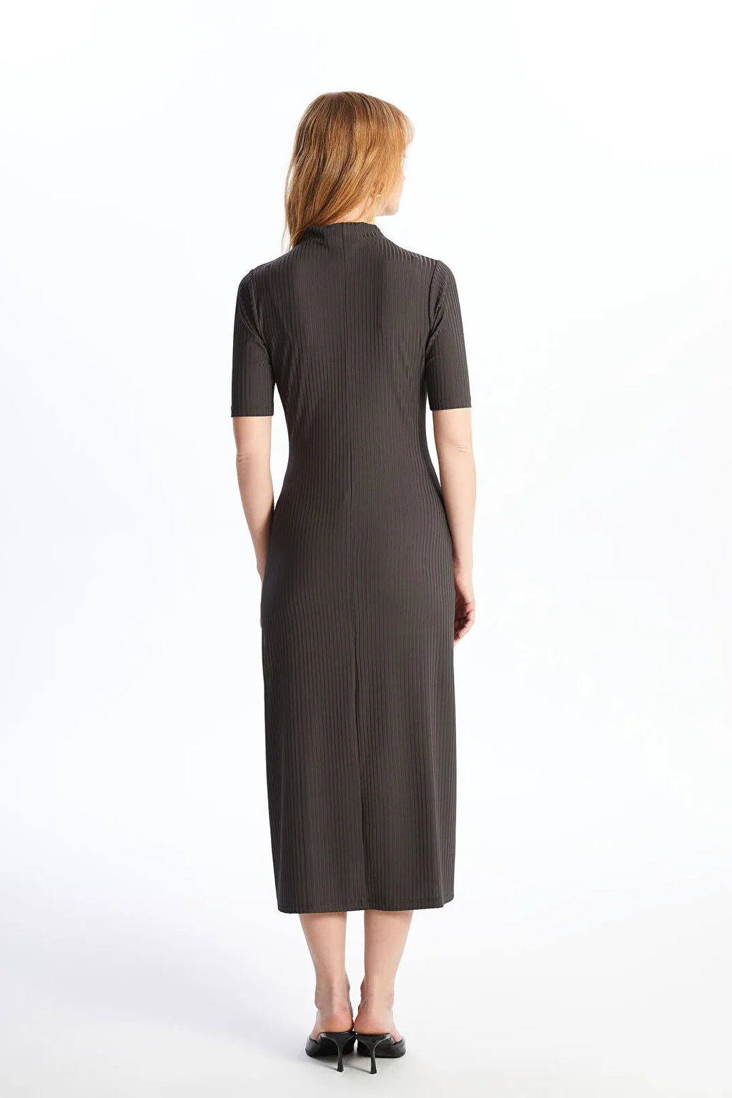 Elegant High Neck Maternity Dress Anthracite - 8113