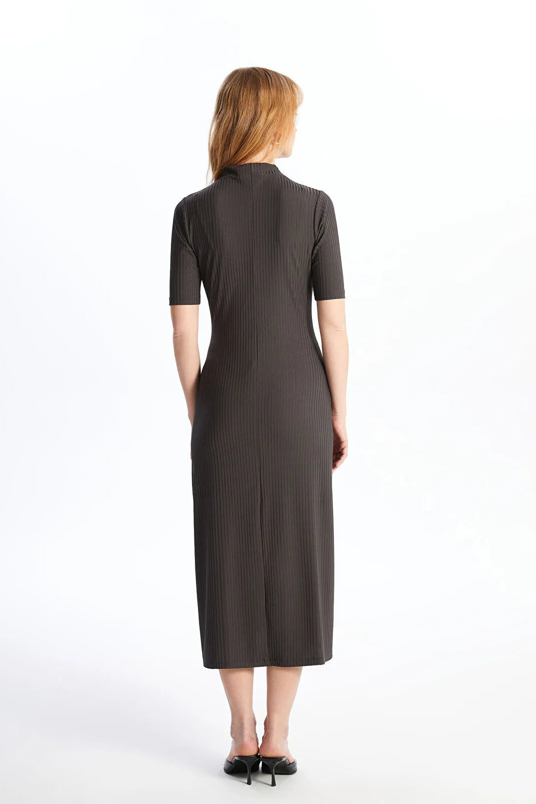 Elegant High Neck Maternity Dress Anthracite - 8113